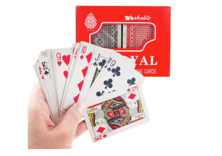 JUCARII - Set 2x Carti de Joc, 54 Carti, Rosu/Negru, 5,5x9cm