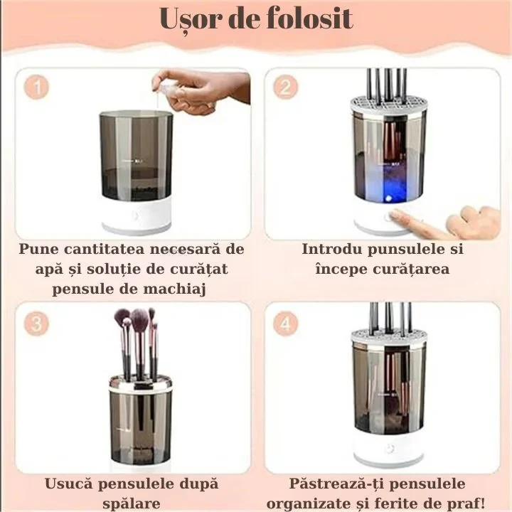 Aparat pentru curatat pensule de machiaj 2-in-1, spala si usuca pensulele de machiaj [4]