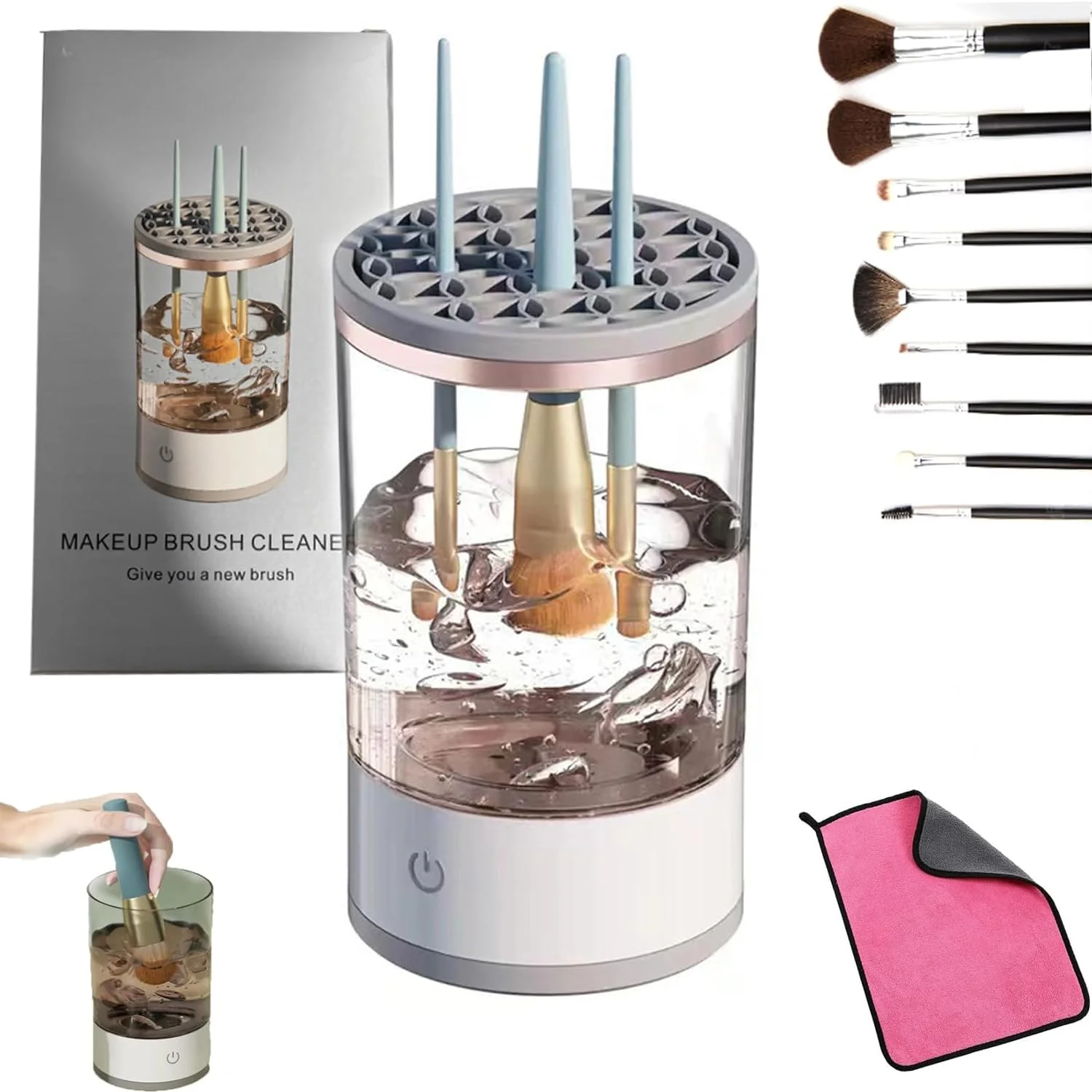 Aparat pentru curatat pensule de machiaj 2-in-1, spala si usuca pensulele de machiaj [5]