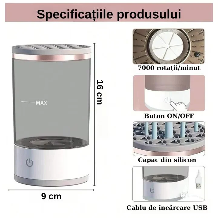 Aparat pentru curatat pensule de machiaj 2-in-1, spala si usuca pensulele de machiaj [2]