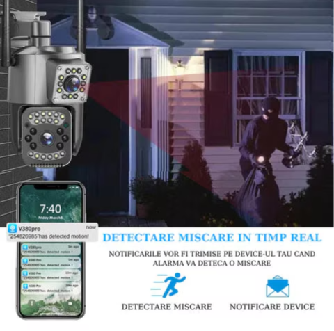 Camera CCTV V380 Pro 4K 4MP 4G cu cartela SIM Camera de securitate IP pentru exterior Apel bidirectional Culoare Vizualizare nocturna [3]