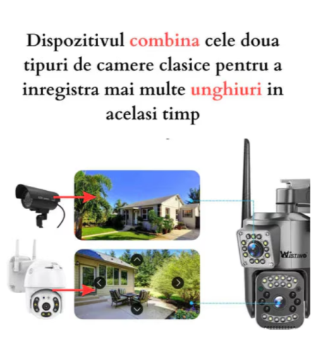 Camera CCTV V380 Pro 4K 4MP 4G cu cartela SIM Camera de securitate IP pentru exterior Apel bidirectional Culoare Vizualizare nocturna [4]