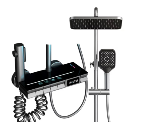 Casa si gradina - Coloana de Dus Smart, Afisaj LED, Control Termostatic, 4 Moduri de Pulverizare, Tehnologie de Pulverizare cu Aer, Lumini LED, Materiale Premium, Para Dus, Robinet Ascuns, Fara Conectare Electrica