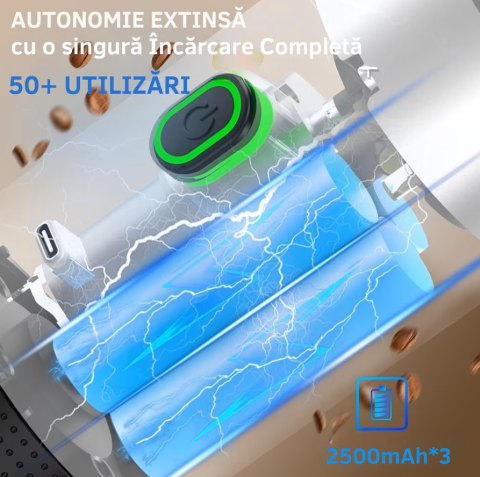 Espressor portabil , 3 in 1, Fara Fir, 20 Bar, Baterie 7500mAh, Compatibil cu capsule si cafea macinata, Incalzire automata, USB-C, Negru [5]