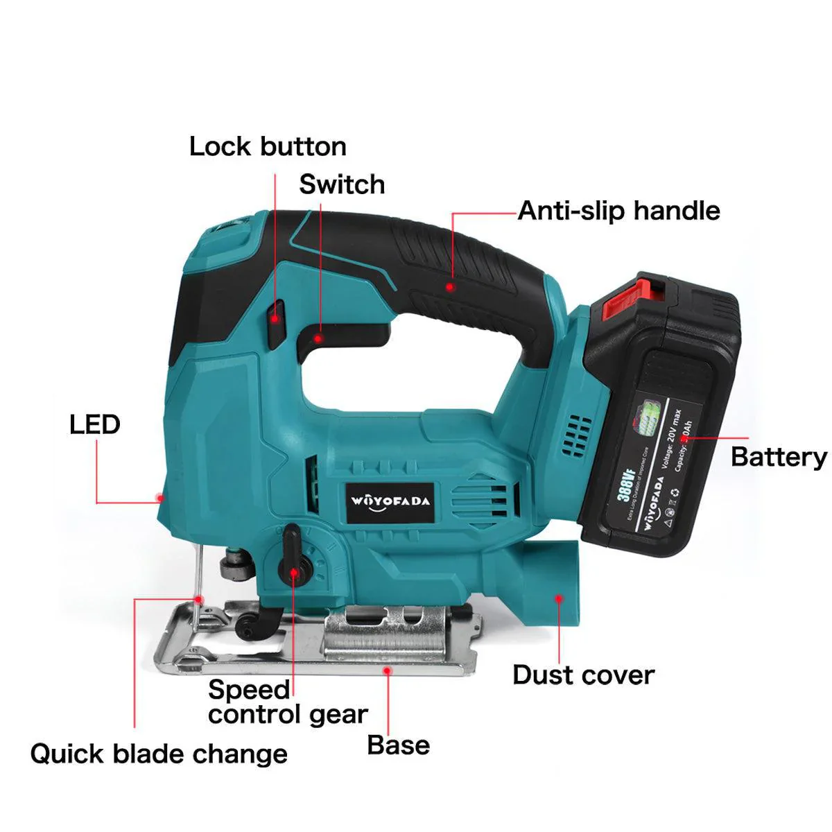 Fierastrau Pendular Blasko Soricel Electric 20V cu 2 Acumulatori – Taiere Lemn, Metal, Aluminiu [4]