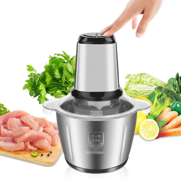 Casa si gradina - Tocator Electric Multifunctional, Pentru Carne, Fructe si Legume, Bol Din Inox, Capacitate 3L, 4 Lame Din Inox, 1000W Putere