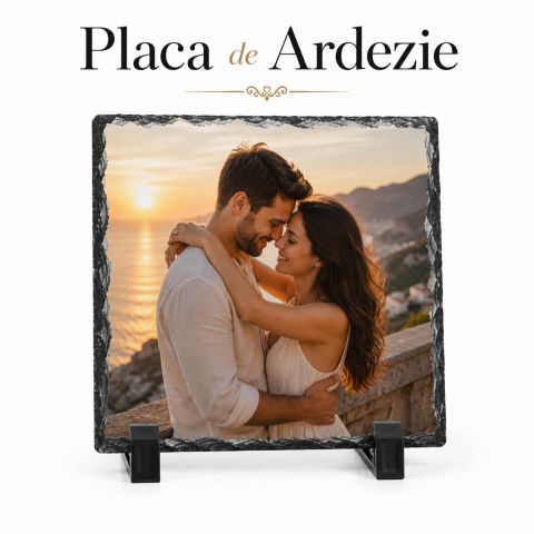 TABLOURI PE PIATRA - Placa de Ardezie Personalizata cu Poza - Tablou pe Piatra 20x20cm