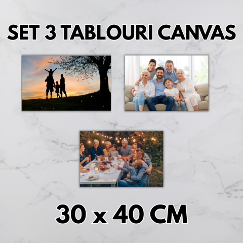 TABLOURI CANVAS PERSONALIZATE - Set 3 Tablouri Canvas Personalizate 30x40 – Amintiri pe Panza