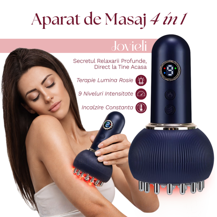 Aparat de Masaj Profesional 4in1, Dispozitiv pentru Masaj cu Caldura si Electrostimulare, Masaj Anticelulitic, Masaj Relaxare, 9 Niveluri Intensitate, Terapie Lumina Rosie, Vibratie [2]