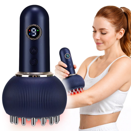 Produse - Aparat de Masaj Profesional 4in1, Dispozitiv pentru Masaj cu Caldura si Electrostimulare, Masaj Anticelulitic, Masaj Relaxare, 9 Niveluri Intensitate, Terapie Lumina Rosie, Vibratie Caldura Electrozi,