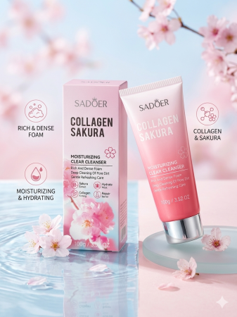 Produse - Gel de Curățare Facială SADOER Collagen Sakura