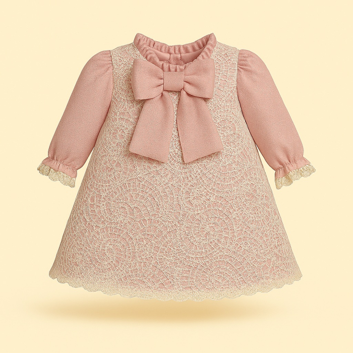 Rochita retro cu fundita la gat – Eleganta atemporala pentru micile domnisoare [2]