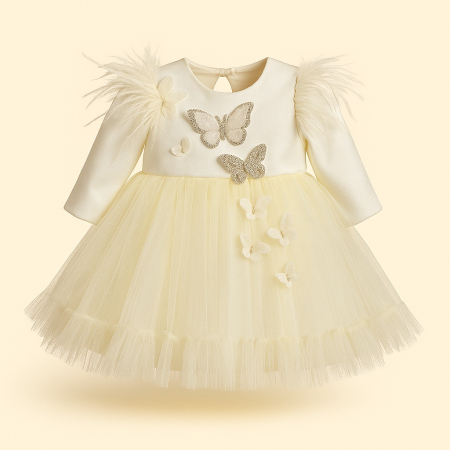 BEBELUSUL NOSTRU - Rochita cu fluturasi, pietricele, pene si voal – Magia copilariei intr-o tinuta de poveste