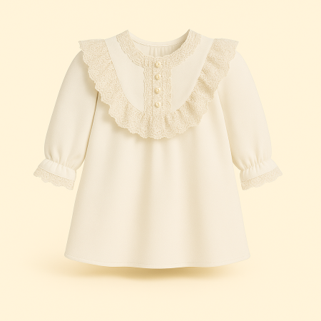 BEBELUSUL NOSTRU - Rochita retro cu broderie la gat - Delicatete, rafinament si un strop de nostalgie