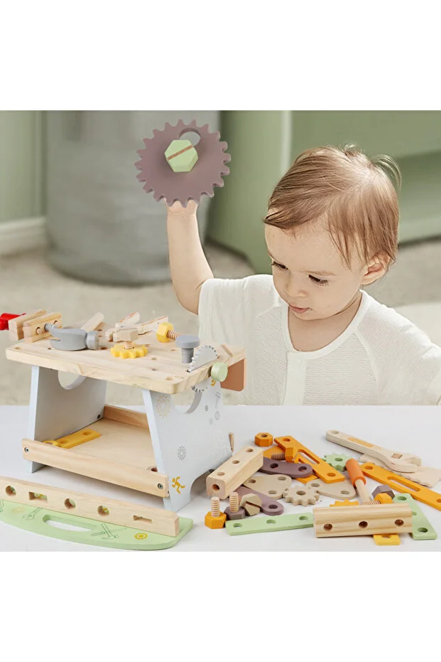 Banc de lucru din lemn pentru copii – Set educațional cu unelte și accesorii, Joynix [6]