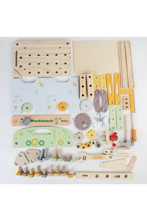 Banc de lucru din lemn pentru copii – Set educațional cu unelte și accesorii, Joynix [5]