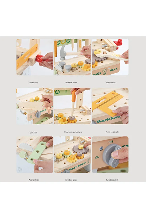 Banc de lucru din lemn pentru copii – Set educațional cu unelte și accesorii, Joynix [3]