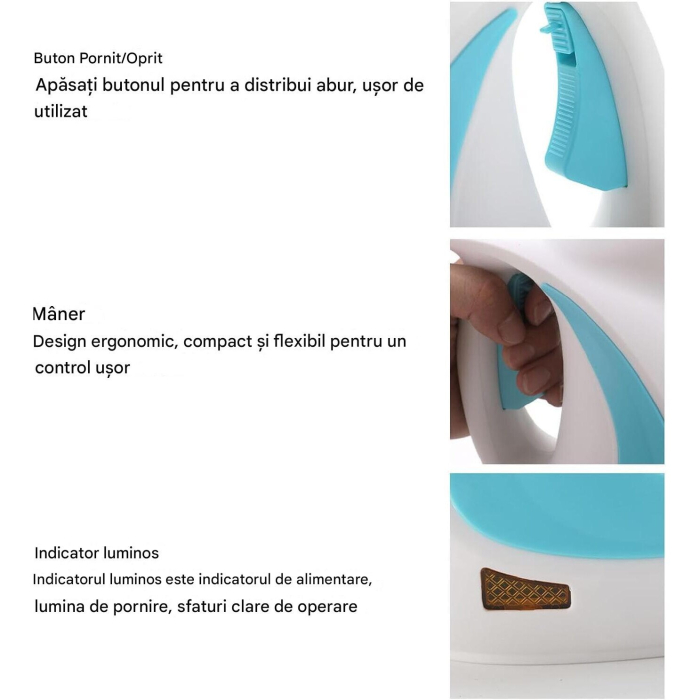 Aparat de Curatat cu Aburi Multi-functional, 1050W, 9 Accesorii, Rezervor 350ml, Albastru, Joynix [3]
