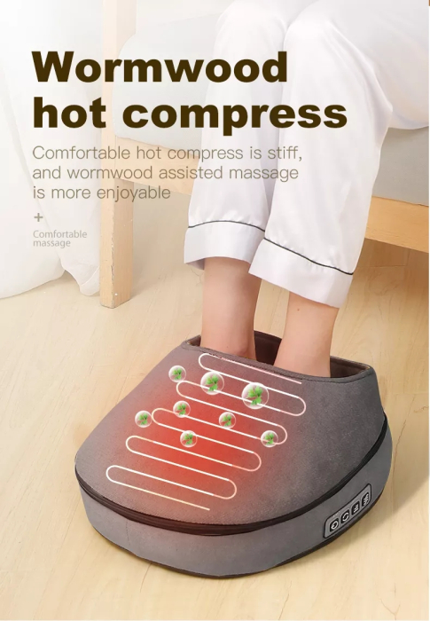 Aparat de Masaj pentru Picioare, 3 Trepte de Intensitate, Incalzire, Multifunctional, Gri [3]