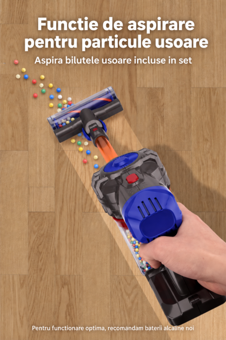 Aspirator de Jucarie pentru Copii, Functie de Aspirare pentru Particule Usoare, Fara Fir, 2 in 1 Vertical si de Mana, 3 Capete Interschimbabile, Joynix [4]