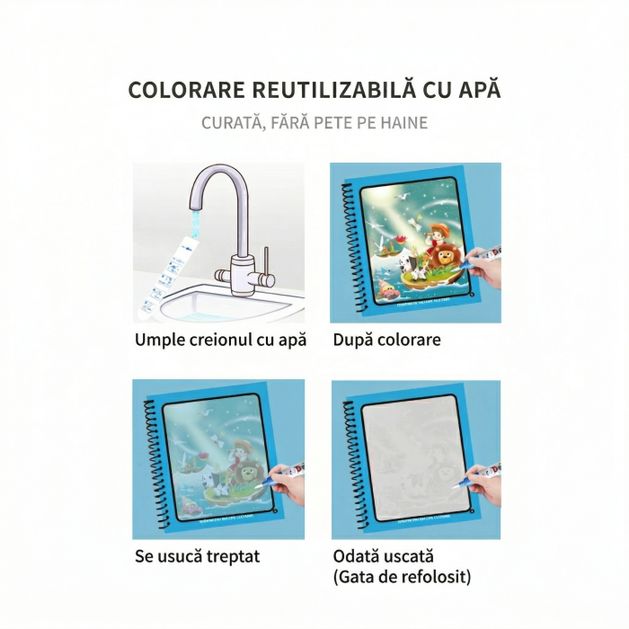 Carte de Colorat cu Apa, Reutilizabila – Model Zoo / Subacvatic / Panda [2]