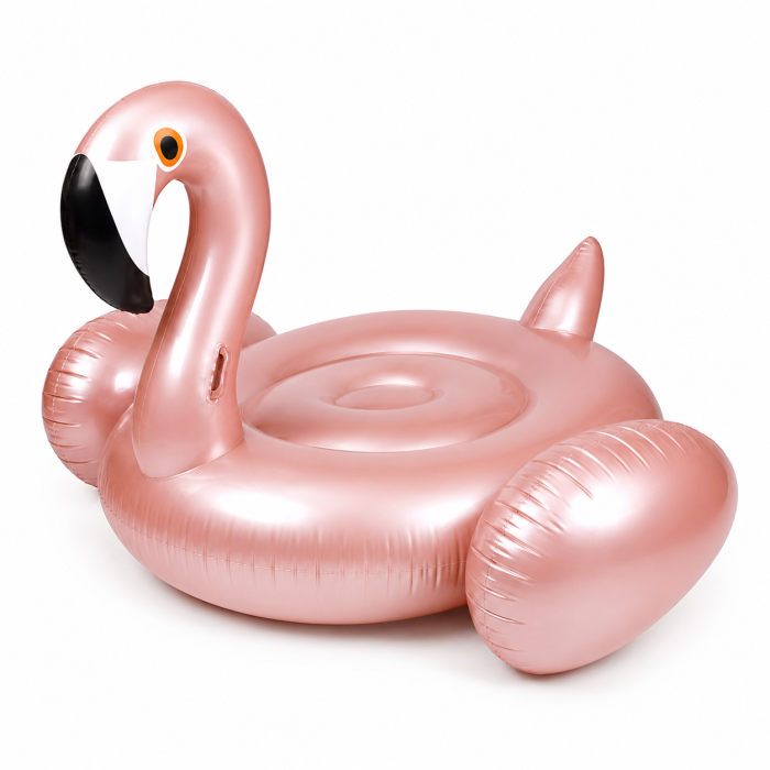 Colac Gonflabil Flamingo XXL, 150 x 120 x 100 cm, Manere pentru Stabilitate, pentru Piscina si Plaja, PVC Rezistent, Roz [6]