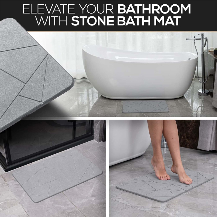 Covoras de Baie din pamant de Diatomee, 60 x 39cm, Super Absorbant, Anti-Alunecare, Usor de Curatat, Joynix [2]