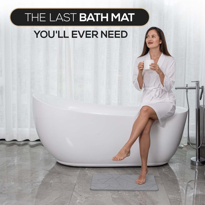 Covoras de Baie din pamant de Diatomee, 60 x 39cm, Super Absorbant, Anti-Alunecare, Usor de Curatat, Joynix [4]