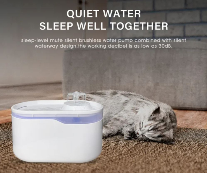 Dispenser automat apa animale tip fantana, sistem filtrare 5 nivele, conexiune aplicatie Tuya, zgomot redus, 2.8L, Alb [4]