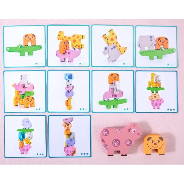 Joc cu 10 animale din lemn de stivuit in echilibru, Joynix [7]