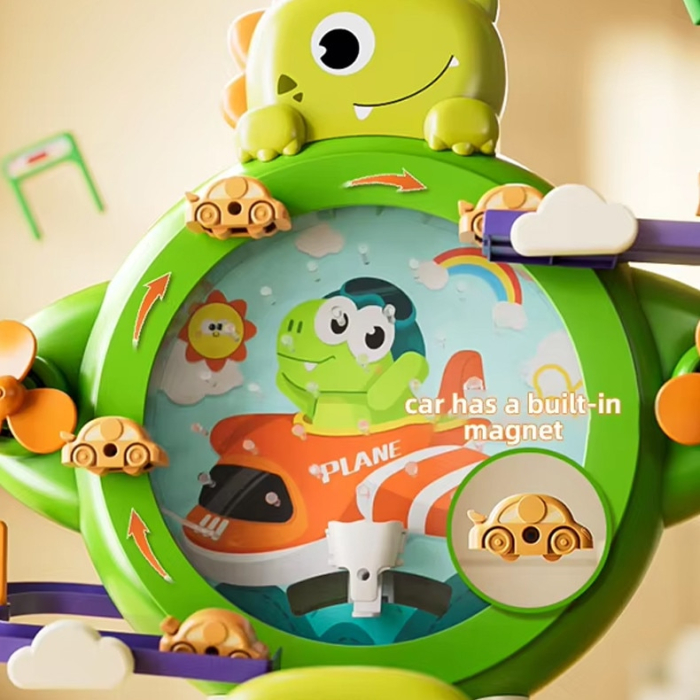 Joc Interactiv 2 in 1, Joynix, Labirint cu Bile si Tobogan cu Masinute, Model Dinozaur, Multicolor [3]