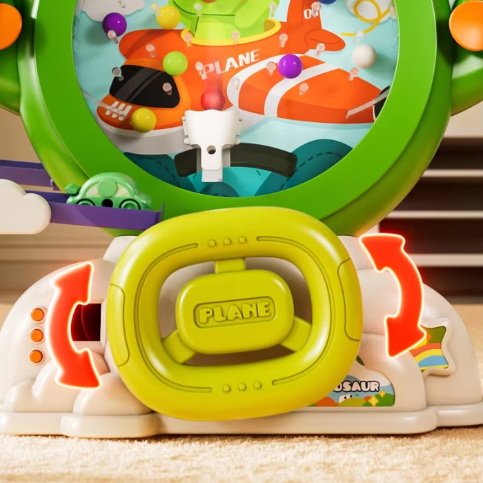 Joc Interactiv 2 in 1, Joynix, Labirint cu Bile si Tobogan cu Masinute, Model Dinozaur, Multicolor [2]