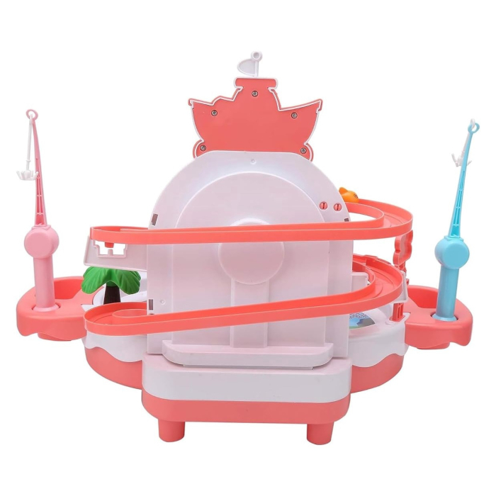 Joc interactiv de pescuit, Tobogan si Lift pentru Pestisori, 2 Undite si 2 Palete Incluse, Roz, Joynix [9]