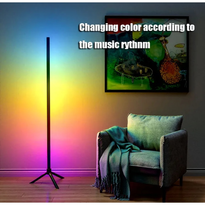Lampa de colt LED Smart, RGB, telecomanda, joc de lumini, sincronizare pe muzica, 120cm [3]