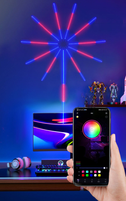 Lampa LED in forma de Stea, RGB, Control prin Aplicatie sau Telecomanda, 1.5m, Montaj pe Perete [2]