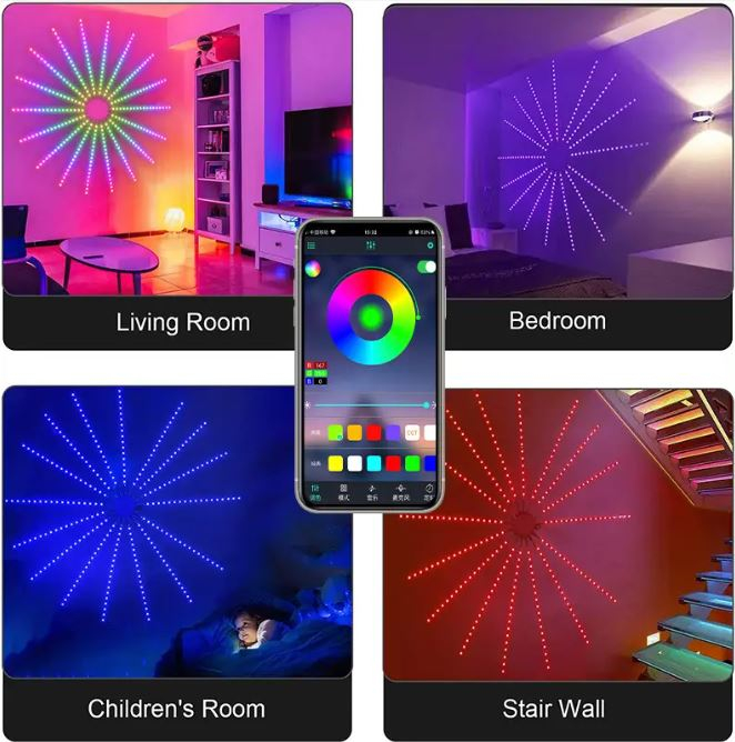 Lampa LED in forma de Stea, RGB, Control prin Aplicatie sau Telecomanda, 1.5m, Montaj pe Perete [5]