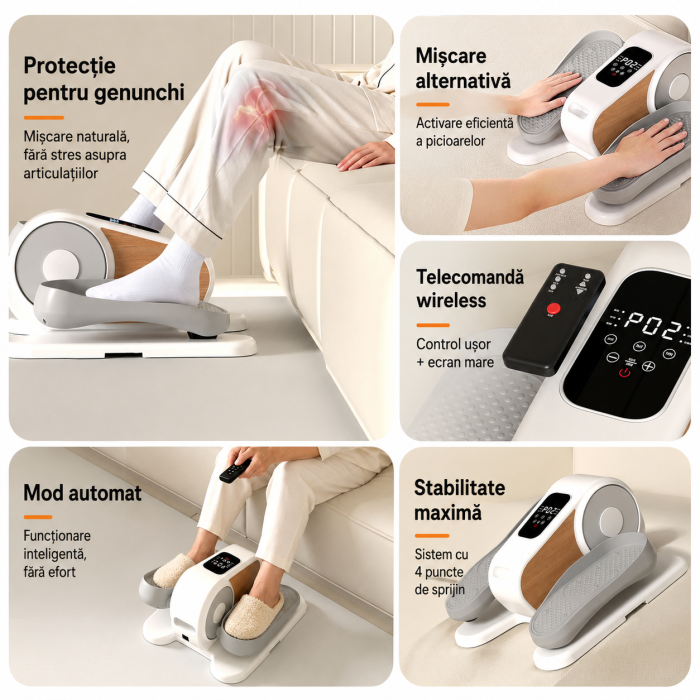 Mini Bicicleta Eliptica Electrica pentru Birou si Acasa, 12 Viteze, Telecomanda, Silentioasa, Display HD, Antrenament Picioare si Circulatie [3]