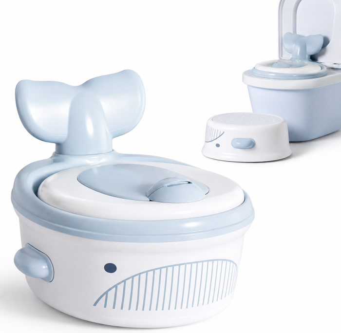 Olita Multifunctionala 4 in 1 pentru Copii, Sezut Moale din Poliuretan, Reductor Toaleta, Scaunel de Sprijin, Model Avion / Marin [11]