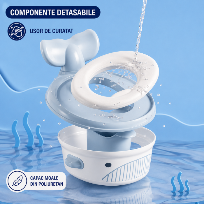 Olita Multifunctionala 4 in 1 pentru Copii, Sezut Moale din Poliuretan, Reductor Toaleta, Scaunel de Sprijin, Model Avion / Marin [7]
