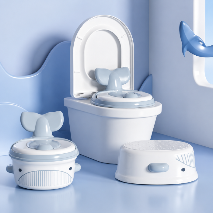 Olita Multifunctionala 4 in 1 pentru Copii, Sezut Moale din Poliuretan, Reductor Toaleta, Scaunel de Sprijin, Model Avion / Marin [10]