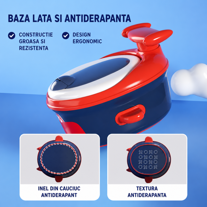 Olita Multifunctionala 4 in 1 pentru Copii, Sezut Moale din Poliuretan, Reductor Toaleta, Scaunel de Sprijin, Model Avion / Marin [2]