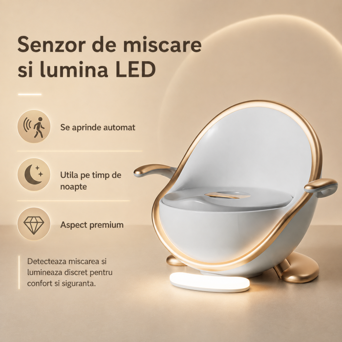 Olita Premium pentru Copii cu Senzor de Prezenta si Lumina LED, Sezut Moale PU, Vas Detasabil, Manere Reglabile, Baza Anti-Alunecare, Joynix [3]