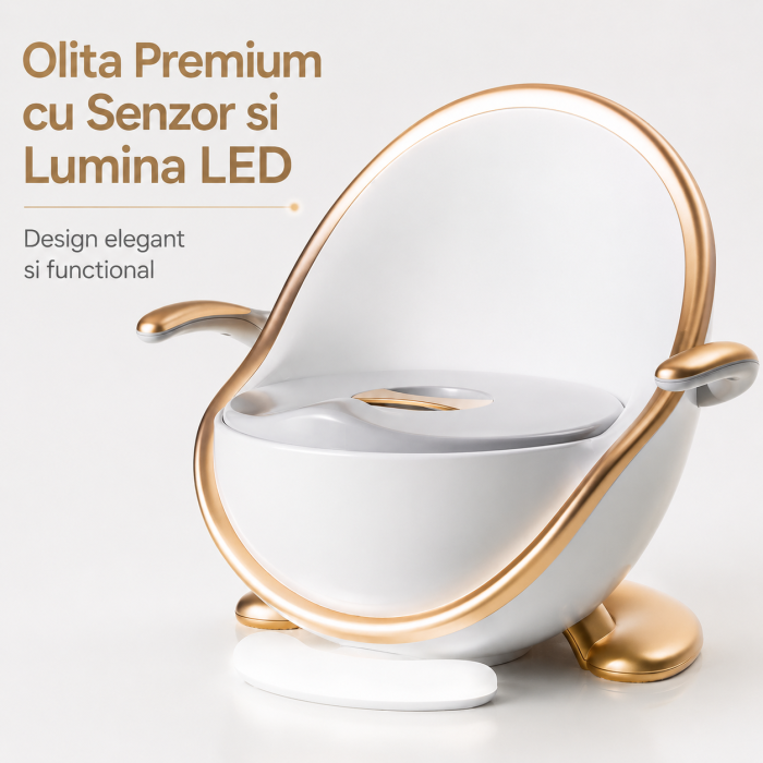 Olita Premium pentru Copii cu Senzor de Prezenta si Lumina LED, Sezut Moale PU, Vas Detasabil, Manere Reglabile, Baza Anti-Alunecare, Joynix [2]