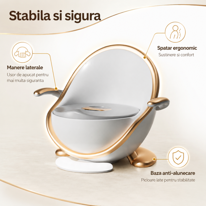 Olita Premium pentru Copii cu Senzor de Prezenta si Lumina LED, Sezut Moale PU, Vas Detasabil, Manere Reglabile, Baza Anti-Alunecare, Joynix [7]