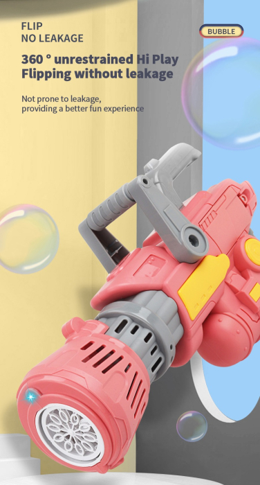 Pistol pentru baloane de sapun cu Rezervor pentru solutie, Milioane de baloane, Roz [2]