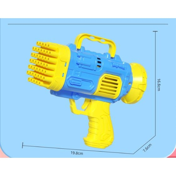 Pistol pentru baloane de sapun, mini BAZOOKA, 45 de orificii, Albastru, Joynix [3]