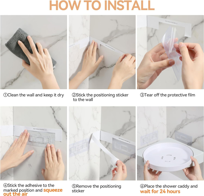 Raft pentru depozitare dus, Rotativ 360°, Organizator baie sau bucatarie, Permite scurgerea apei [4]