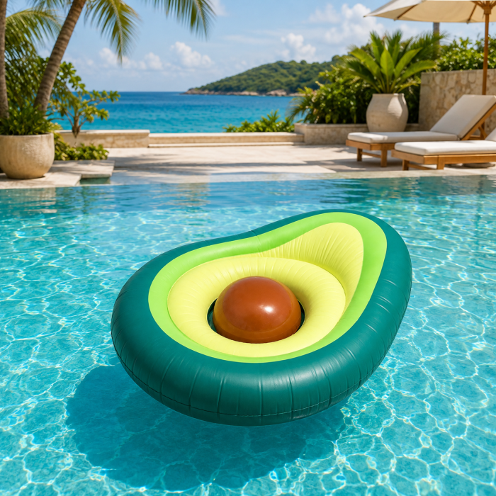 Saltea Gonflabila Avocado cu Minge Detasabila, pentru Piscina si Plaja, 150 x 120 x 21 cm, Verde [11]