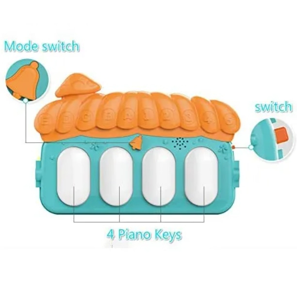 Salteluta cu activitati pentru bebelusi, 5 jucarii interactive, Pian muzical 0 luni +, 74 x 60 x 42cm, Bleu, Joynix [8]