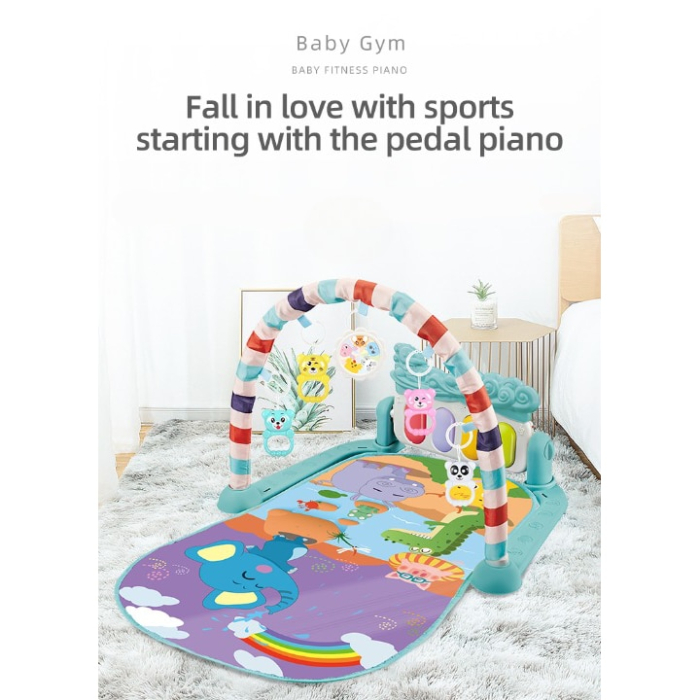 Salteluta cu activitati pentru bebelusi, 5 jucarii interactive, Pian muzical 0 luni +, Albastru, Joynix [5]